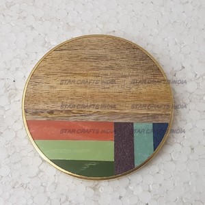 New Arrival Wood And Resin Round Shape Coaster Office Party Restaurant Used Party Wedding Used New Design coasters <b>Mats</b> & Pads - Product Image 4