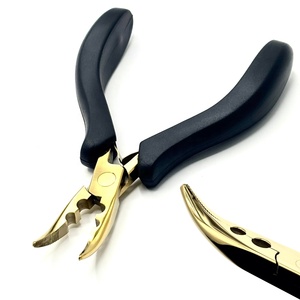 Pince professionnelle en acier inoxydable doré pour extensions de cheveux, 5 pouces, outil de salon, pour micro-anneaux et kératine, durable et réutilisable - Product Image 6