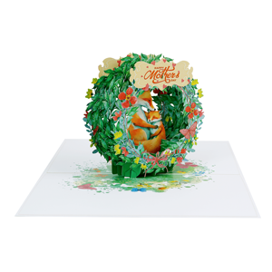 Nueva colección Tarjeta de felicitación de papel artesanal 3D Pop-up Fox Mother Cub Design Impresión offset para un día especial de la madre - Product Image 1