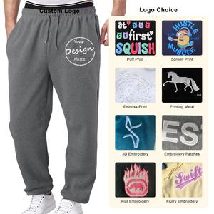 Pantalon de jogging en éponge française en coton lourd personnalisé de haute qualité brodé cordon de serrage 500 GSM pantalon de survêtement pour hommes - Product Image 2