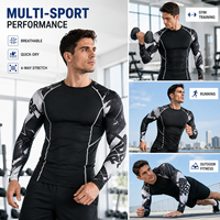 Rashguard personnalisé pour homme, 4 pièces/ensemble, Spandex/Polyester, manches longues, séchage rapide, vêtements de sport