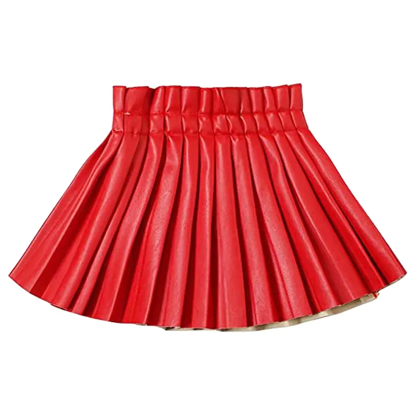 Pu Leather Skirts for Girls Kids & Teen & Toddler & Women Faux Leather Pleated Skirts cotton