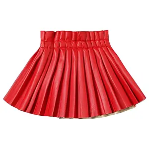Pu Leather Skirts for Girls Kids & Teen & Toddler & Women Faux Leather Pleated Skirts cotton