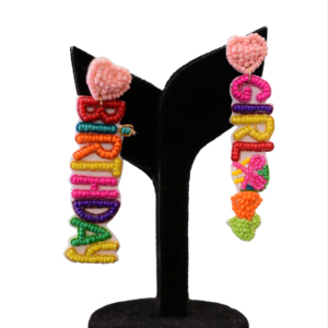 Pendientes de Diseño de Letras Multicolores Brillantes, Hechos a Mano con Cuentas Coloridas, con Texto Personalizado del Alfabeto, Pendientes de Moda Boho - Product Image 1