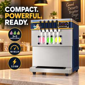 Machine à glace molle professionnelle 5 saveurs 50-55L/H, modèle de comptoir en acier inoxydable, 110V 220V ICM-390T - Product Image 1