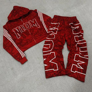 Haute qualité hommes 100% coton 300gsm fuit 2 pièces survêtement sérigraphie sweat à capuche zippé et pantalon de survêtement produit le plus vendu - Product Image 4