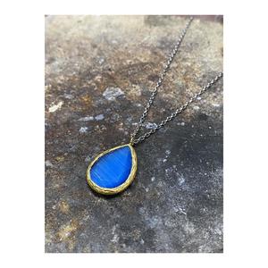 Collana da donna con catena in argento Sterling 925 a goccia di gatto in pietra solare