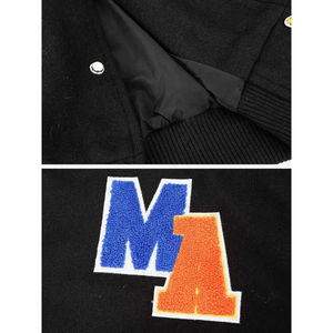 Chaqueta Bomber Universitaria para Hombre, con Parches de Chenilla Personalizados, Diseño Universitario, Cálida, de Tela Larga, Corte Holgado - Product Image 5