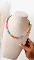 Collier en pierres naturelles colorées fait main avec perles fines, élégant, plaqué or, perles entretoises, bijoux pour femmes, idéal pour les boutiques