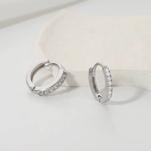 Minimalist 925 Sterling Silver Moissanite Hoop Earrings for Men Elegant Sparkling Stone Fashion Jewelry Gift - Product Image 4