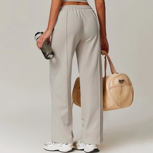 Pantalon de survêtement décontracté pour femme, taille haute, coupe droite, jambe large évasée, séchage rapide, avec cordon de serrage, style streetwear, printemps - Product Image 2