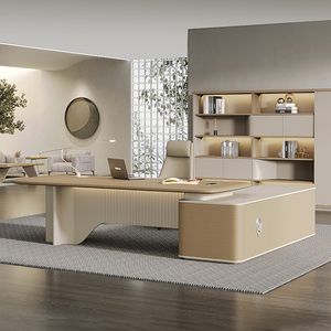 Modern Executive L Shaped Office <b>Desk</b> Luxury CEO Workspace Table Modular Wooden Manager <b>Desk</b> Panel Computer Furniture <b>Large</b> Work - Product Image 2
