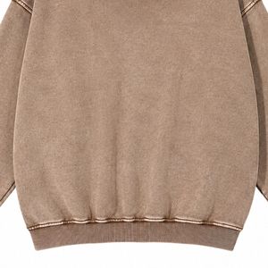 Sweat à capuche oversize vintage marron délavé à l'acide, en molleton de coton épais, impression personnalisée, streetwear unisexe - Product Image 6