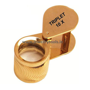 Loupe de bijoutier 21 mm 10X, loupe hexagonale chromée à triple lentille pour l'inspection des bijoux - Product Image 3