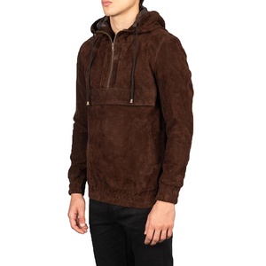 Custom Heavyweight Half Zip Hoodie Men's Vintage Premium Slim Fit Breathable Eco-Friendly Drawstring <b>Suede</b> Zipper <b>Jacket</b> - Product Image 4