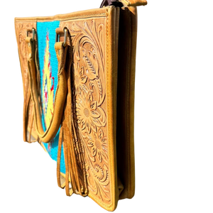 Tote azteca de cuero genuino de trabajo personalizado Cierre de cremallera duradero Correa cruzada Otoño Primavera Verano Invierno Oficina Uso diario-Pure - Product Image 2