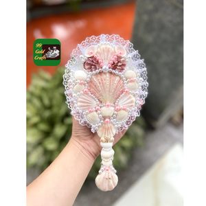 ESPEJO DE CONCHA MARINA DE LOOK VINTAGE ARTESANAL DE CONCHAS NATURALES PARA BAÑO DE DORMITORIO O DECORACIÓN DE VANIDAD - Product Image 5