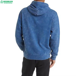 Sweat à capuche ample délavé style décontracté, 100 % coton molletonné de haute qualité, coupe oversize basique, ajustement régulier, couleur unie, pour homme - Product Image 4