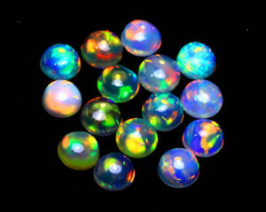 Cabochon rond en opale éthiopienne de qualité Gemstone-A.A.A, pierre naturelle véritable avec jeu de couleur-Welo Rainbow Flashy Opal Cabs - Product Image 2