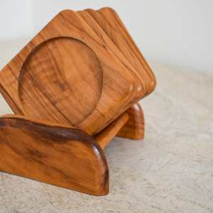 Ensemble de dessous-de-verre en bois de noyer de haute qualité, dessous-de-verre en noyer - Tapis et coussinets de qualité supérieure - Product Image 2