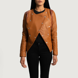 Chaquetas de Cuero Crudo para Mujer al por Mayor - Ecológicas y Transpirables con Logotipo Personalizado, Estilo Urbano con Mangas de Cuero - Product Image 3