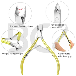 Pinza para cutículas de uñas de acero con mango liso con cuchillas extra afiladas Pinza para cutículas de punta de 7mm para uso en el cuidado de las manos de belleza - Product Image 4