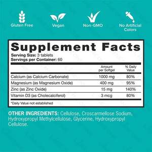 Cápsulas de Zinc 3 en 1 de Marca Privada, Suplemento para la Salud de Huesos, Nervios y Músculos, 60 Cápsulas para Hombres - Product Image 3