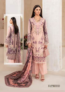 Collection été pakistanaise originale Collection pure imprimée avec patchs brodés avec imprimé mousseline Costume pakistanais Duppata - Product Image 6