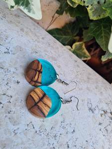 Eco Friendly Wooden <b>Resin</b> Customized Stud Earrings | Lightweight Handmade Women's Traditional Vintage Wedding Party Fashion - Product Image 3