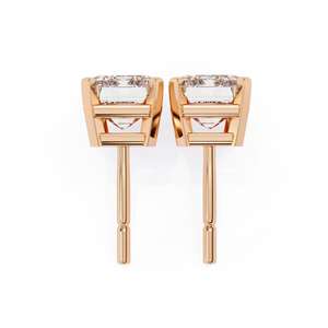 Pendientes de Joyería Fina para Novia, Diamante Cultivado en Laboratorio VVS, Clásicos y Sencillos, Oro Sólido de 14K, Corte Esmeralda, Certificado IGI - Product Image 4