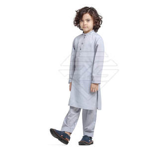 ชุดเด็กทันสมัย ซาลวาร์ คามีซ ทรงโมเดิร์น ใส่สบาย ดีไซน์หรูหรา ชุดคุर्ตา ชัลวาร์ สำหรับเด็กผู้ชาย สำหรับงานปาร์ตี้ ผ้าฝ้าย 100% ดีไซน์ปักลายที่คอ - Product Image 4