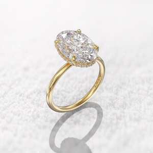 Anillo de Diamante Moissanita de Corte Ovalado de Lujo Premium de 3 Quilates en Oro Blanco, Exportador de Joyería Fina para Novias - Product Image 1