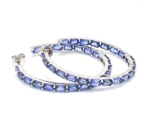 Cerceaux de pierres précieuses saphir bleu naturel de luxe personnalisés boucles d'oreilles pierre de naissance en or pur 18 carats 22 carats pour femmes et filles au coût le plus bas - Product Image 3