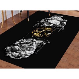 Alfombra con diseño de calavera dorada en la cabeza de Poseidón, alfombra para la sala de juegos, alfombra suave no tejida - Product Image 2