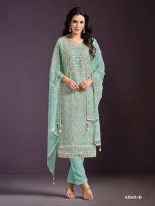 New Collection Maruti Fashion Semi-Stitched Chinon Silk Pakistani Suit for <b>Women</b> Embroidered Festive Wear <b>Kurta</b>/Kurti Exported - Product Image 4