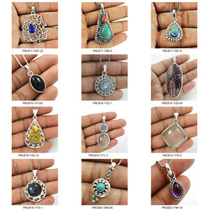 Nueva llegada diseño de lujo 925 plata esterlina dendrita natural ópalo piedra preciosa diseño único colgante de lujo joyería Bohemia hecha a mano - Product Image 6