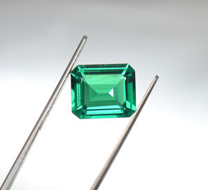 Forma de Octágono Esmeralda colombiana cultivada en laboratorio, Esmeralda hidrotermal, piedra preciosa cortada Esmeralda colombiana verde, 18X13mm 20X15mm - Product Image 5