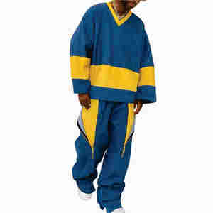 Conjunto Deportivo de Mezclilla Extra Grande Estilo Vintage Y2K para Hombre, Conjunto de Mezclilla Lavada con Hombros Caídos Estilo Hip Hop Urbano - Product Image 2