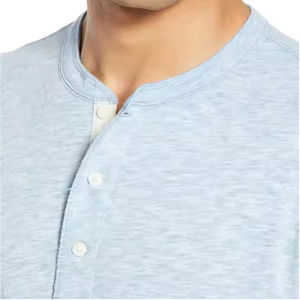 Camiseta holgada en blanco de alta calidad personalizada, ropa de calle, camiseta para hombre hecha de algodón puro, camiseta para hombre con botones hacia arriba - Product Image 4