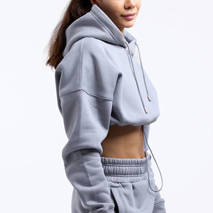 Sudadera corta con capucha transpirable para mujer con impresión de logotipo personalizado bordado ropa informal OEM proveedor directo de fábrica del fabricante - Product Image 5