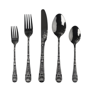 Recently Design Best Indian Seller Selling Custom Finishing Metal <b>Black</b> Engraved <b>Cutlery</b> Set for Restaurant Hotel Cafes Usage - Product Image 1