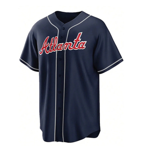 Camiseta Deportiva Personalizada al por Mayor con Logotipo del Equipo Bordado, 100% Poliéster, Absorbente de Humedad, Jersey de Béisbol con Botones Completos y Cuello en V - Product Image 1