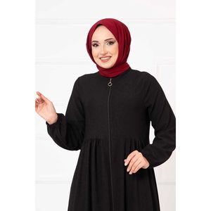 <b>Black</b> Modest Dress Elastic Sleeves Abaya and <b>Robe</b> - Product Image 3