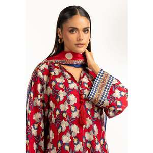 Ensemble 3 pièces imprimé rouge bohème-élégant pour femme, respirant, longueur genou, motif diamant, tendance, grande taille, pour dîner d'été, ODM - Product Image 1