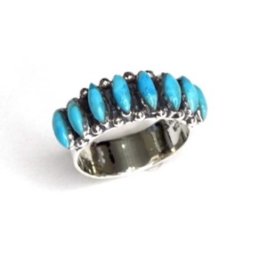 Belle au bois dormant Turquoise lunette réglage 925 bague de mariage en argent Sterling à la main Boho bijoux pour femmes - Product Image 1