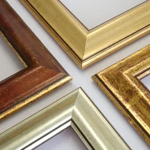 Wooden picture frame moulding 26 x 44mm Modern gold and silver frame for home decoration, customized photo frames
