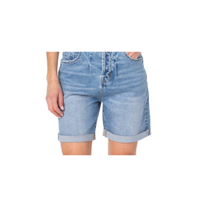 Shorts in denim blu da donna, taglie forti, con orlo a pieghe, vestibilità skinny, stile casual, sexy, stampati, lavati, per l'estate, taglia 33 - Product Image 2