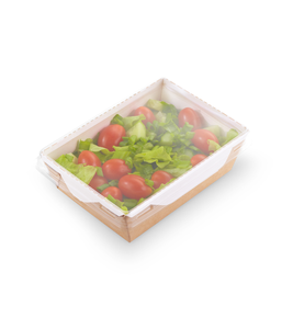 Tazón de ensalada de papel kraft de la mejor calidad 400 con tapa transparente a prueba de fugas para comida para llevar, exhibición de alimentos, logotipo personalizado - Product Image 1