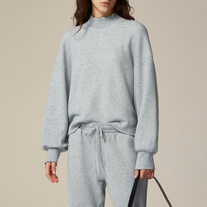 Sudadera de Algodón Francés para Mujer, Diseño Personalizado, Ecológica, 380g, Cuello Alto Simulado, Estilo Holgado Informal para Invierno - Product Image 2