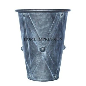 Lot de 5 jardinières et pots galvanisés de forme ronde Jardinières et pots d'intérieur et d'extérieur de qualité supérieure nouvellement arrivés pour les meilleures ventes - Product Image 3